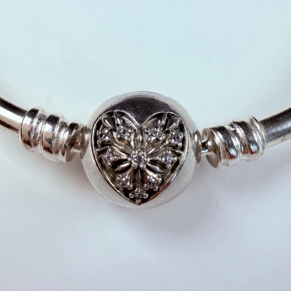 Pandora Cubic Zirconia CZ Melt My Heart Sterling Silver 925 Bangle Bracelet ALE - Picture 2 of 7
